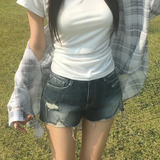 Glam Damaged Denim Vintage Shorts