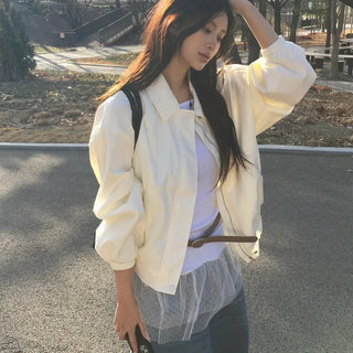 Happy Collar Daily Blouson Jacket Jumper