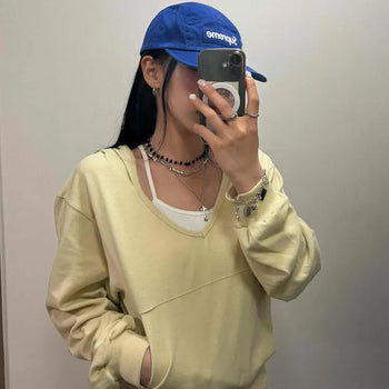 Oversized Plain Kangaroo Pocket Long Sleeve Daily Hoodie