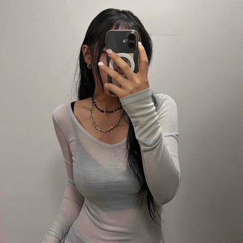 Slim Fit Fitted Plain Casual Daily Long Sleeve T-shirt