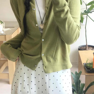 Regular Fit Plain Button-Down Long Sleeve Cardigan
