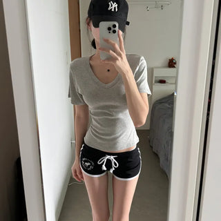 [Arm Fat Reduction/Super Skinny Fit] Modal V-Neck Slim Basic Spring/Summer Short Sleeve T-shirt