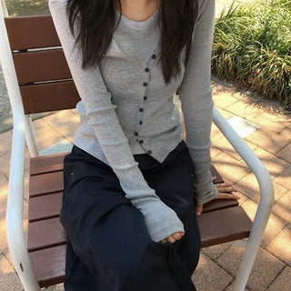 Deep V-Button Cardigan