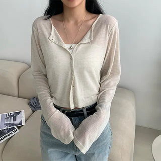 Four-season see-through cardigan