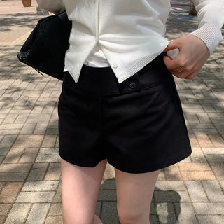 Cocoi Two-Button Half Pants Shorts/Shorts/Belted Shorts/Back Elastic Shorts/Pocket Shorts/Cotton Shorts/Work Look/Daily Look