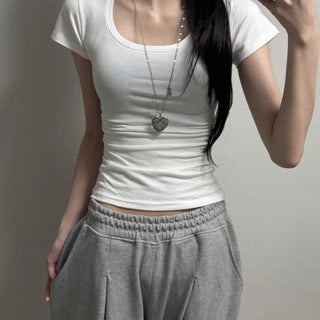 Slim Fit Fitted Plain Daily Short Sleeve T-shirt