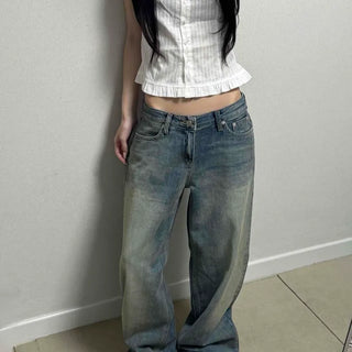 Washed Loose Fit Wide Daily Long Pants