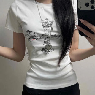 Regular Fit Graphic Lettering Print Casual Short Sleeve T-shirt