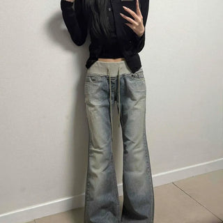 Washed String Wide Loose Fit Daily Long Pants