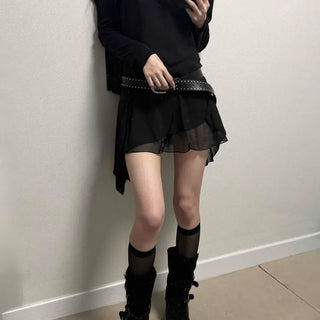Frill Layered Long Sleeve Plain Daily Mini Dress