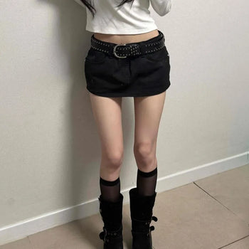 Studded Detail Casual Daily Mini Skirt