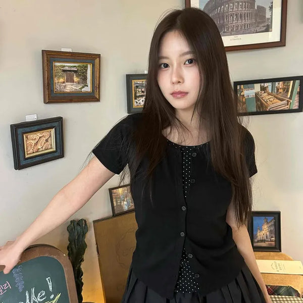 Button Slim Fit Short Sleeve Daily Cardigan
