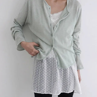 Found Linen Basic Round Knit Cardigan