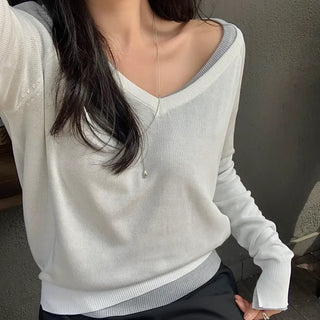 Cinema Deep V-Neck Loose Fit Knit