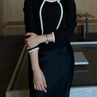 Color-block Layered Regular Fit H-line Feminine Two-piece Set