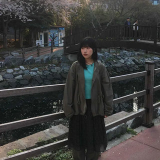Zipper Drawstring Full-Zip Plain Long Sleeve Loose Fit Field Jacket