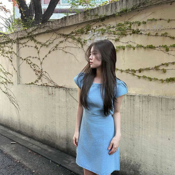 Backless Ribbon A-line Cap Sleeve Mini Dress