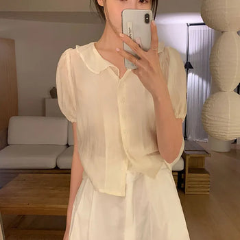 Karan Short Sleeve Collared Blouse