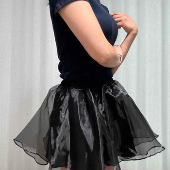 See-through Layered Flare A-line Mini Skirt