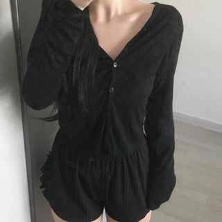 Seq Slim Fit Buttoned Plain Long Sleeve Daily Cardigan