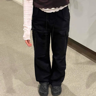 Loose Fit Cargo Pocket Wide Daily Long Pants
