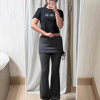 String Layered Flare Daily Long Pants