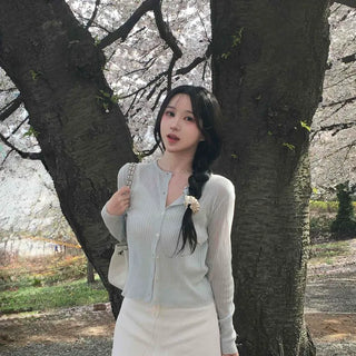Button-down Regular Fit Plain Long Sleeve Daily Cardigan