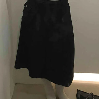 Flap Pocket Button Wrap A-Line Daily Midi Skirt
