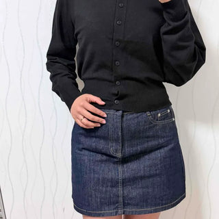Button Plain Loose Fit Long Sleeve Basic Cardigan