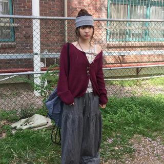Summer button round knit cardigan