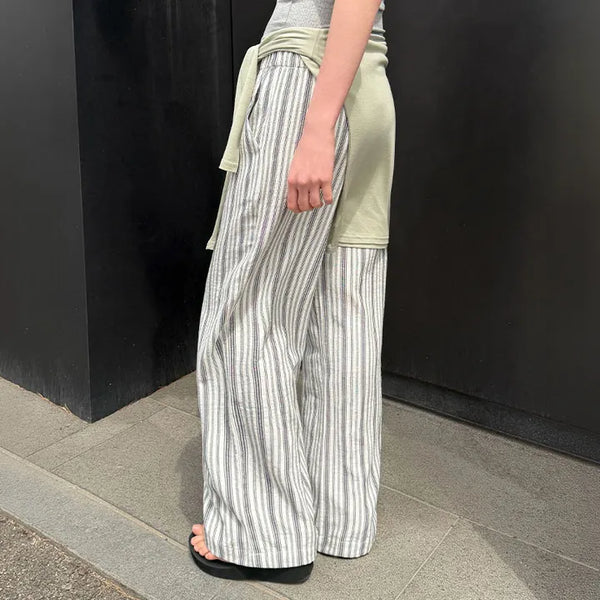 Bound Stripe Wide Pants