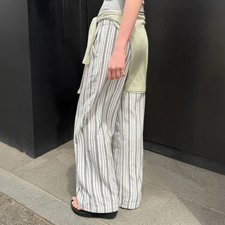 Bound Stripe Wide Pants