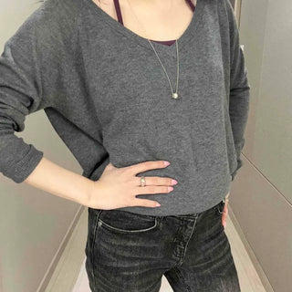 Off-shoulder Solid Dolman Sleeve Loose Fit Daily