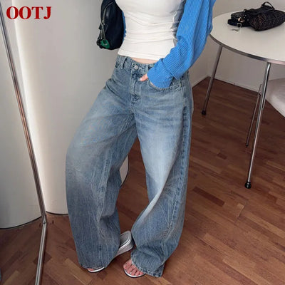 Baydel washed denim wide pants