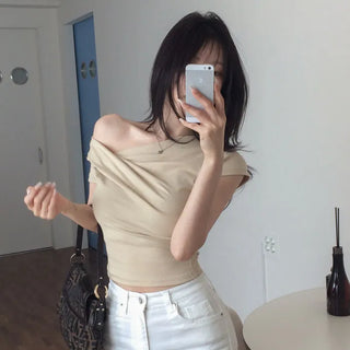 Peribee Drape Crop Short Sleeve T-shirt [Modal 38%]