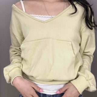 Plain Hooded Kangaroo Pocket Loose Fit Long Sleeve Daily