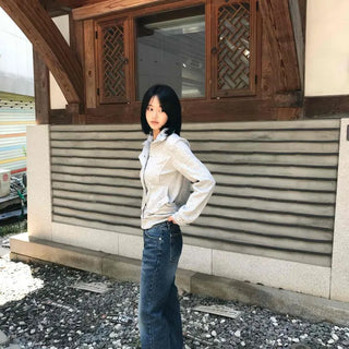 Washed Button Flare Daily Long Pants