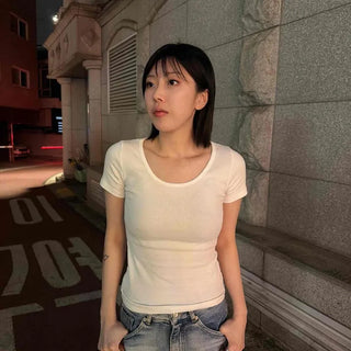 Slim Fit Plain Basic Daily Short Sleeve T-shirt