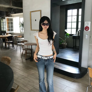 Halo Drape Frill Slim Tee