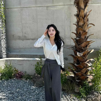 Regular Fit Plain Button Long Sleeve Daily Cardigan