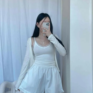 Open Slim Fit Plain Long Sleeve Daily Cardigan
