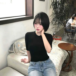 Slim Fit Plain Basic Casual Short Sleeve T-shirt