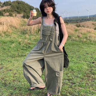 Herb Cotton Cargo Overalls Lower Body Correction Thicker Size Plus Size Balloon Pants Wide Pants Cargo Pants