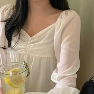 Villard Chiffon Shirred Puff Blouse