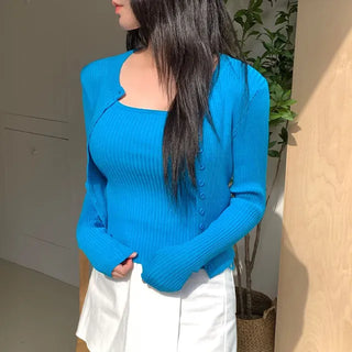 Bubly Ribbed Sleeveless Cardigan Set