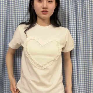 Regular Fit Plain Frill Daily Short Sleeve T-shirt