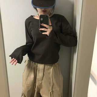 Non-clingy, sturdy material, Loose Enu Basic Long Sleeve T-shirt