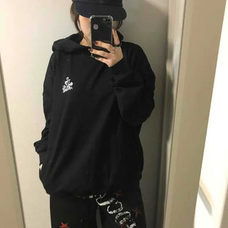 Lettering Oversized Hoodie with Kangaroo Pocket Long Sleeve