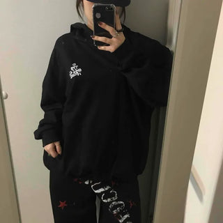 Zipper Lettering Graphic Straight Loose Fit Long Pants