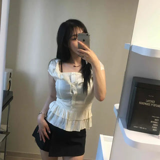 Button Zipper Wrap Daily Mini Skirt